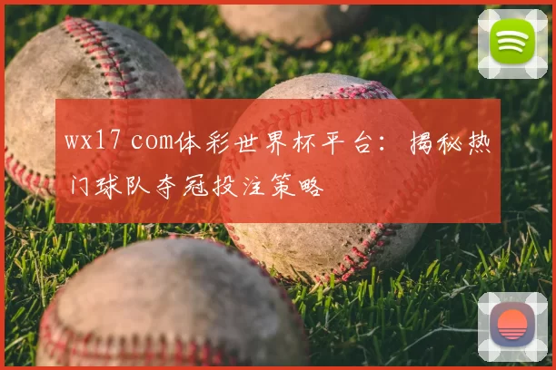 wx17 com体彩世界杯平台:揭秘热门球队夺冠投注策略