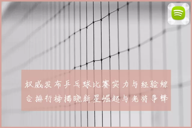 权威发布乒乓球比赛实力与经验综合排行榜揭晓新星崛起与老将争锋
